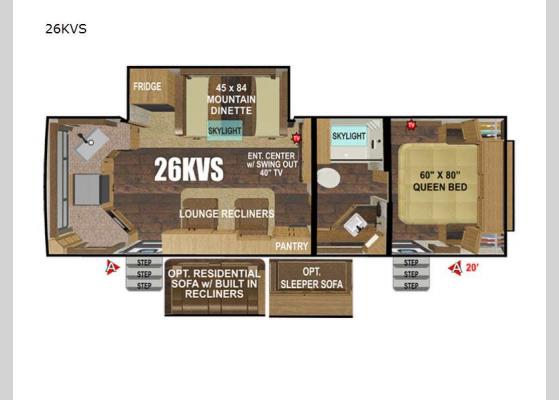 Floorplan - 2025 Timber Ridge Mountain Series 26KVS Travel Trailer