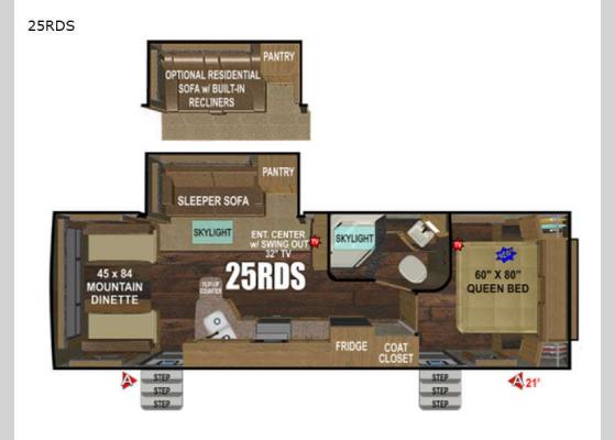 Floorplan - 2025 Timber Ridge Titanium Series 25RDS Travel Trailer