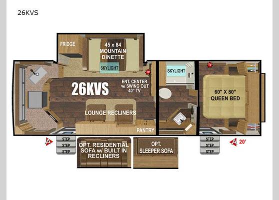 Floorplan - 2025 Timber Ridge Titanium Series 26KVS Travel Trailer