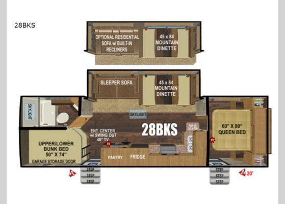 Floorplan - 2025 Timber Ridge Titanium Series 28BKS Travel Trailer