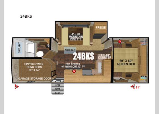 Floorplan - 2025 Timber Ridge Titanium Series 24BKS Travel Trailer