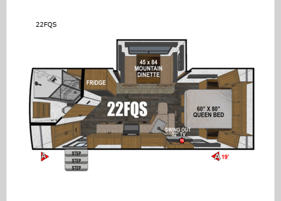 Floorplan - 2025 Timber Ridge Mountain Series 22FQS Travel Trailer