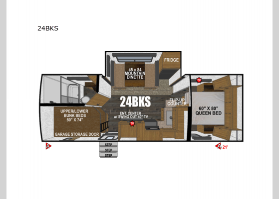 Floorplan - 2025 Timber Ridge Mountain Series 24BKS Travel Trailer