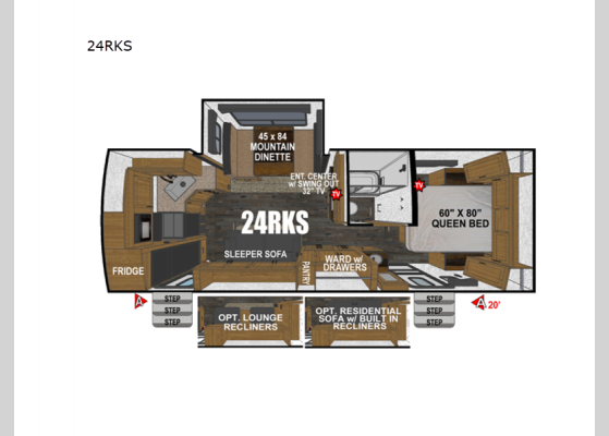 Floorplan - 2025 Timber Ridge Mountain Series 24RKS Travel Trailer