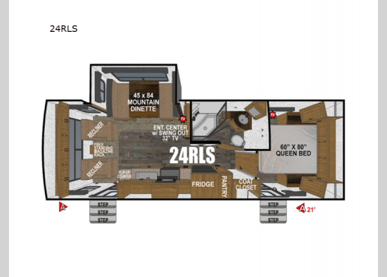 Floorplan - 2025 Timber Ridge Mountain Series 24RLS Travel Trailer