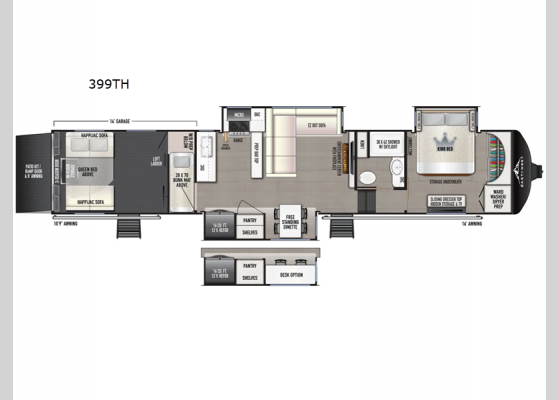 Floorplan - 2025 Takoda 399TH Toy Hauler Fifth Wheel