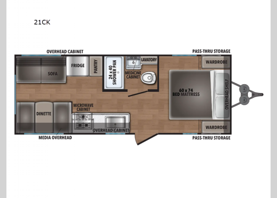 Floorplan - 2024 Shasta 21CK Travel Trailer