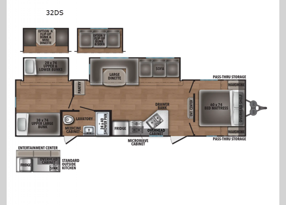 Floorplan - 2024 Shasta 32DS Travel Trailer