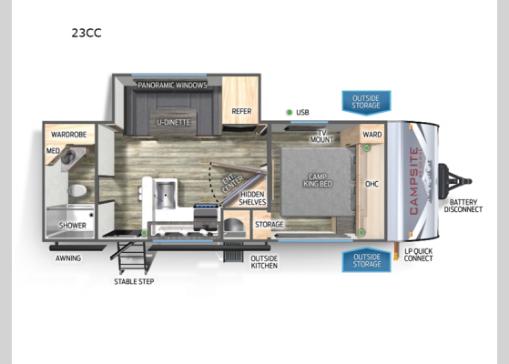 Floorplan - 2024 Campsite Reserve 23CC Travel Trailer