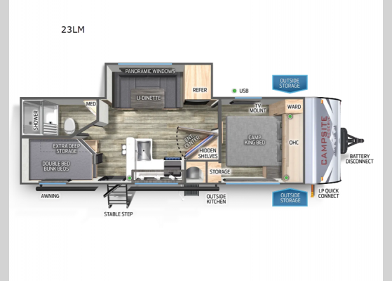 Floorplan - 2024 Campsite Reserve 23LM Travel Trailer