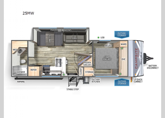 Floorplan - 2024 Campsite Reserve 25MW Travel Trailer