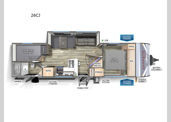 Floorplan - 2024 Campsite Reserve 26CJ Travel Trailer