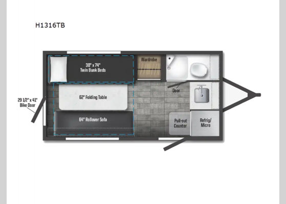 Floorplan - 2024 Hike 100 FLX H1316TB Travel Trailer