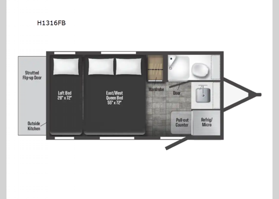 Floorplan - 2024 Hike 100 FLX H1316FB Travel Trailer