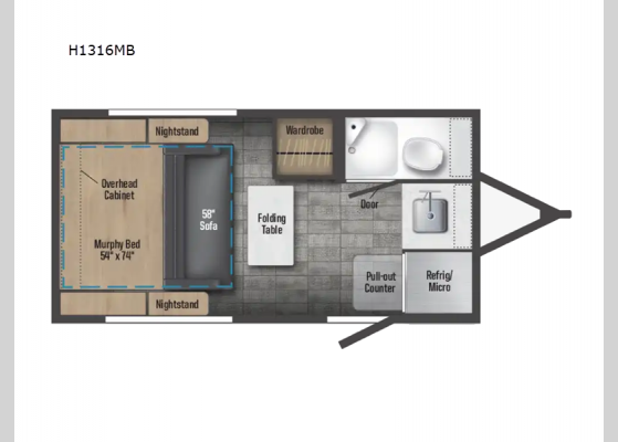 Floorplan - 2024 Hike 100 FLX H1316MB Travel Trailer