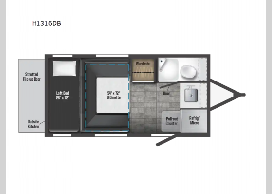 Floorplan - 2024 Hike 100 FLX H1316DB Travel Trailer