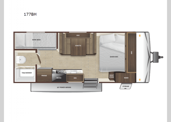 Floorplan - 2025 Open Range Conventional 177BH Travel Trailer