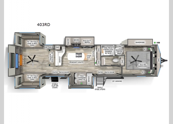 Floorplan - 2025 Sierra Destination Trailers 403RD Destination Trailer