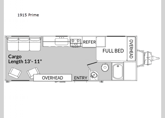 Floorplan - 2024 Genesis Supreme 1915 Prime Toy Hauler Travel Trailer