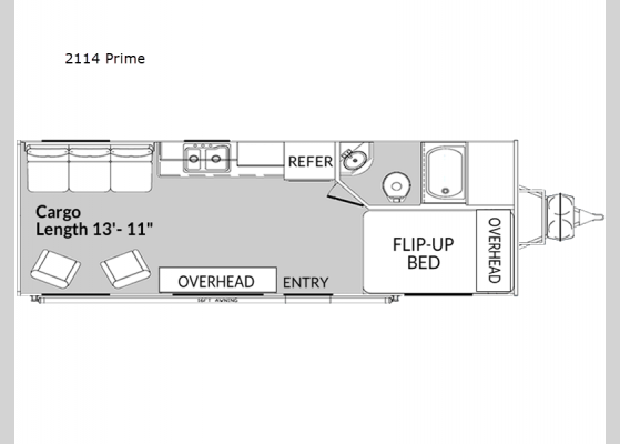 Floorplan - 2024 Genesis Supreme 2114 Prime Toy Hauler Travel Trailer