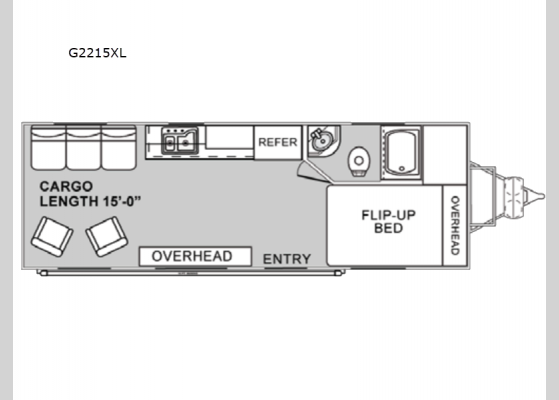 Floorplan - 2024 Genesis Supreme G2215XL Toy Hauler Travel Trailer