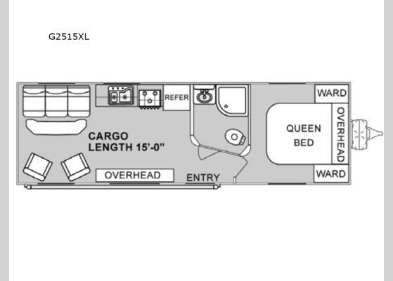 Floorplan - 2024 Genesis Supreme G2515XL Toy Hauler Travel Trailer