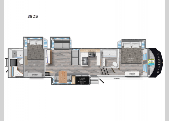 Floorplan - 2024 Bighorn Traveler 38DS Fifth Wheel