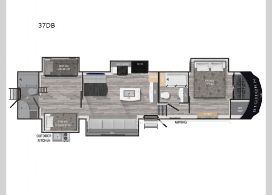 Floorplan - 2024 Bighorn Traveler 37DB Fifth Wheel