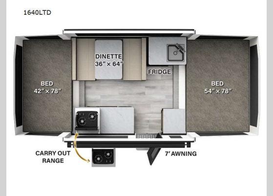 Floorplan - 2024 Rockwood Limited Series 1640LTD Folding Pop-Up Camper