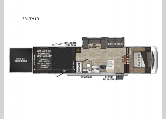 Floorplan - 2024 Sportster 331TH13 Toy Hauler Fifth Wheel