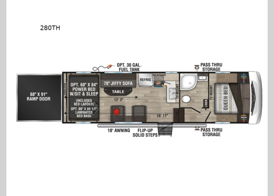 Floorplan - 2024 Sportster 280TH Toy Hauler Fifth Wheel