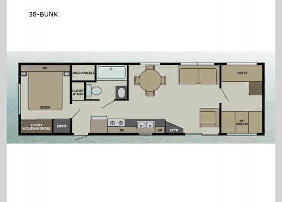 Floorplan - 2024 Bayview 38-BUNK Park Models