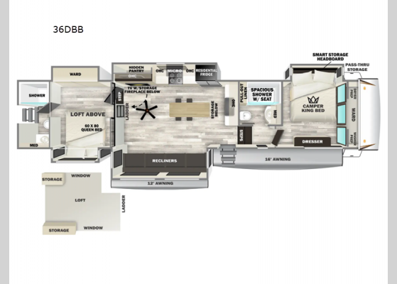 Floorplan - 2025 Sabre 36DBB Fifth Wheel