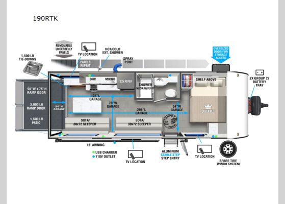 Floorplan - 2025 Salem FSX 190RTK Toy Hauler Travel Trailer