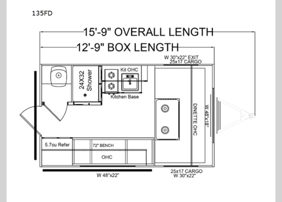 Floorplan - 2024 Retro 135FD Travel Trailer