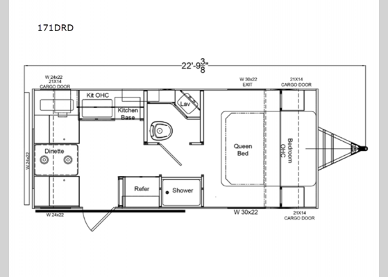 Floorplan - 2024 Retro 171DRD Travel Trailer