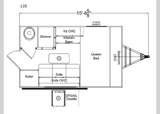 Floorplan - 2024 Retro 135 Travel Trailer