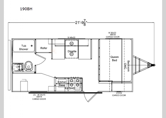 Floorplan - 2024 Retro 190BH Travel Trailer