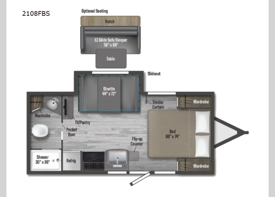 Floorplan - 2024 Micro Minnie FLX 2108FBS Travel Trailer