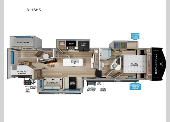 Floorplan - 2026 Reflection 311BHS Fifth Wheel