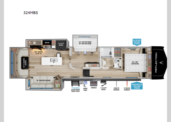 Floorplan - 2026 Reflection 324MBS Fifth Wheel