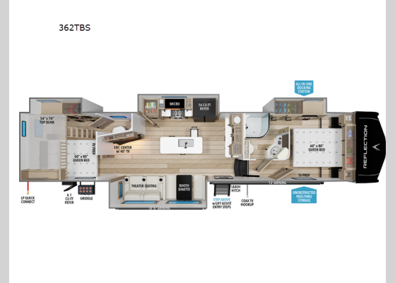 Floorplan - 2026 Reflection 362TBS Fifth Wheel