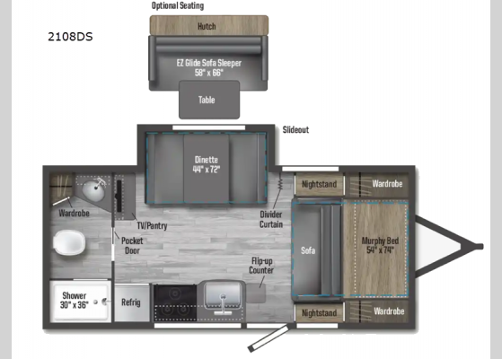 Floorplan - 2024 Micro Minnie FLX 2108DS Travel Trailer