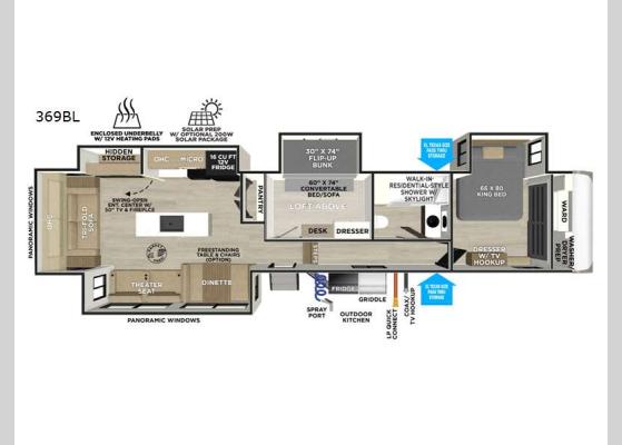 Floorplan - 2026 Wildwood Heritage Glen 369BL Fifth Wheel