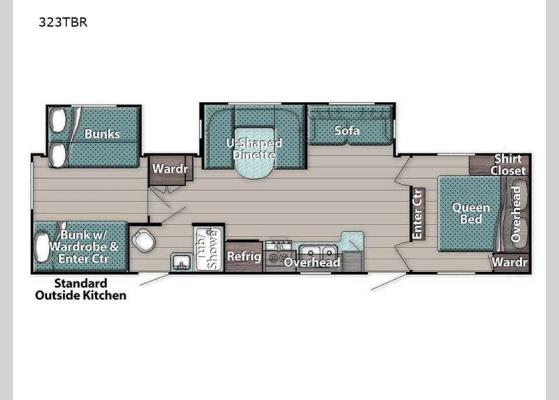 Floorplan - 2024 Conquest Supreme Series 323TBR Travel Trailer