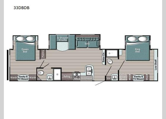 Floorplan - 2024 Conquest Supreme Series 33DBDB Travel Trailer