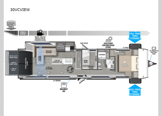 Floorplan - 2025 Wildwood FSX 30VCVIEW Travel Trailer