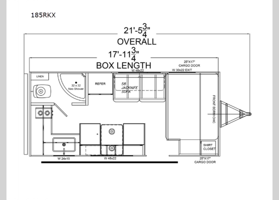 Floorplan - 2024 Xplorer 185RKX Travel Trailer