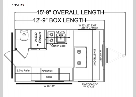 Floorplan - 2024 Xplorer 135FDX Travel Trailer