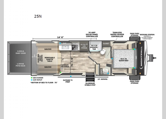 Floorplan - 2024 Nightfall 25N Toy Hauler Travel Trailer